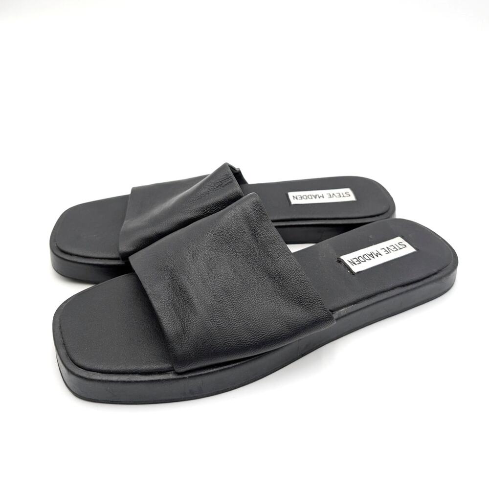Steve Madden Holmes Slide Sandal Open Toe Women's Black Size US7M EU37.5